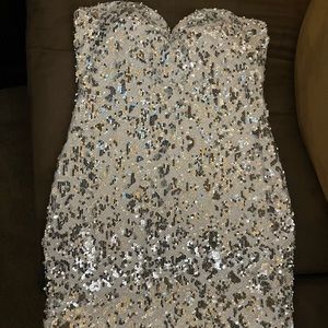 Strapless sequin dress